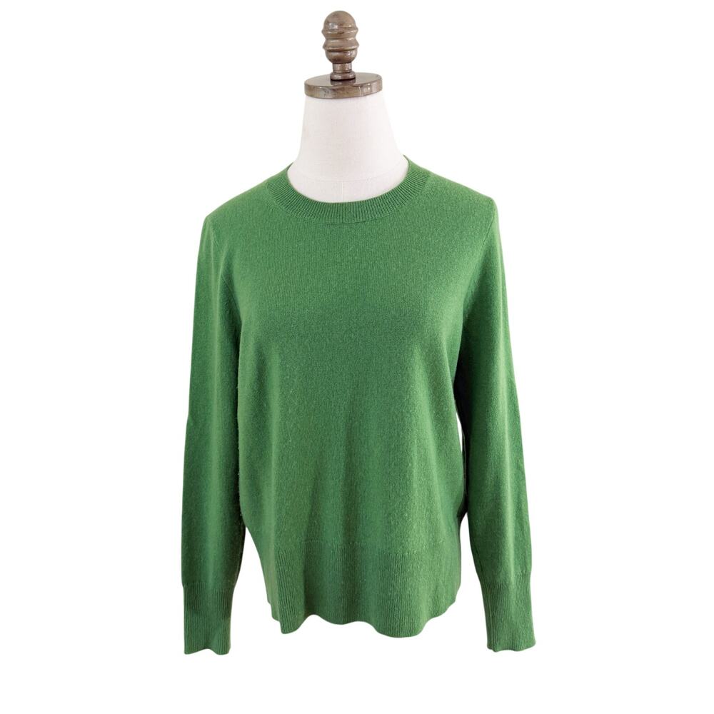J. Crew Green 100% Cashmere Sweater Women's Size Small EUC Crew Neck Long Sleeve